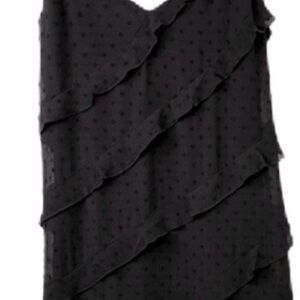 Bardot Maxi Dress size 10 Black Swiss Dot Asymmetrical Ruffle Whimsigoth